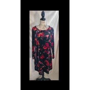 Joe Brown's Floral Purple & Red Velvet Dress Women's US Size 12.